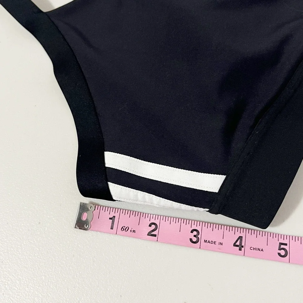 Adidas Womens XL Black White 3-Stripe Racerback V-Neck Medium Support Sports Bra